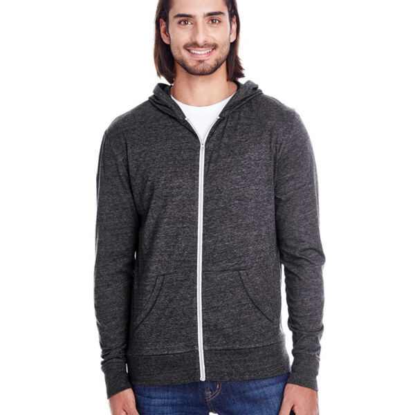 Unisex Triblend Full-Zip Lightweight Hooded Sweatshirt Thumbnail