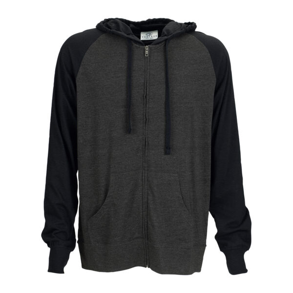 Full-Zip Two-Tone Jersey Knit Hoodie Thumbnail