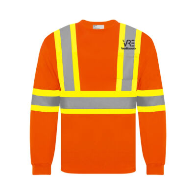 VRE - Long Sleeve Polyester Traffic T-Shirt, 4″ Refl. Tape Thumbnail