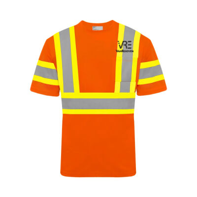 VRE - Short Sleeve Polyester Traffic T-Shirt, 4″ Refl. Tape w/ Arm Band Thumbnail
